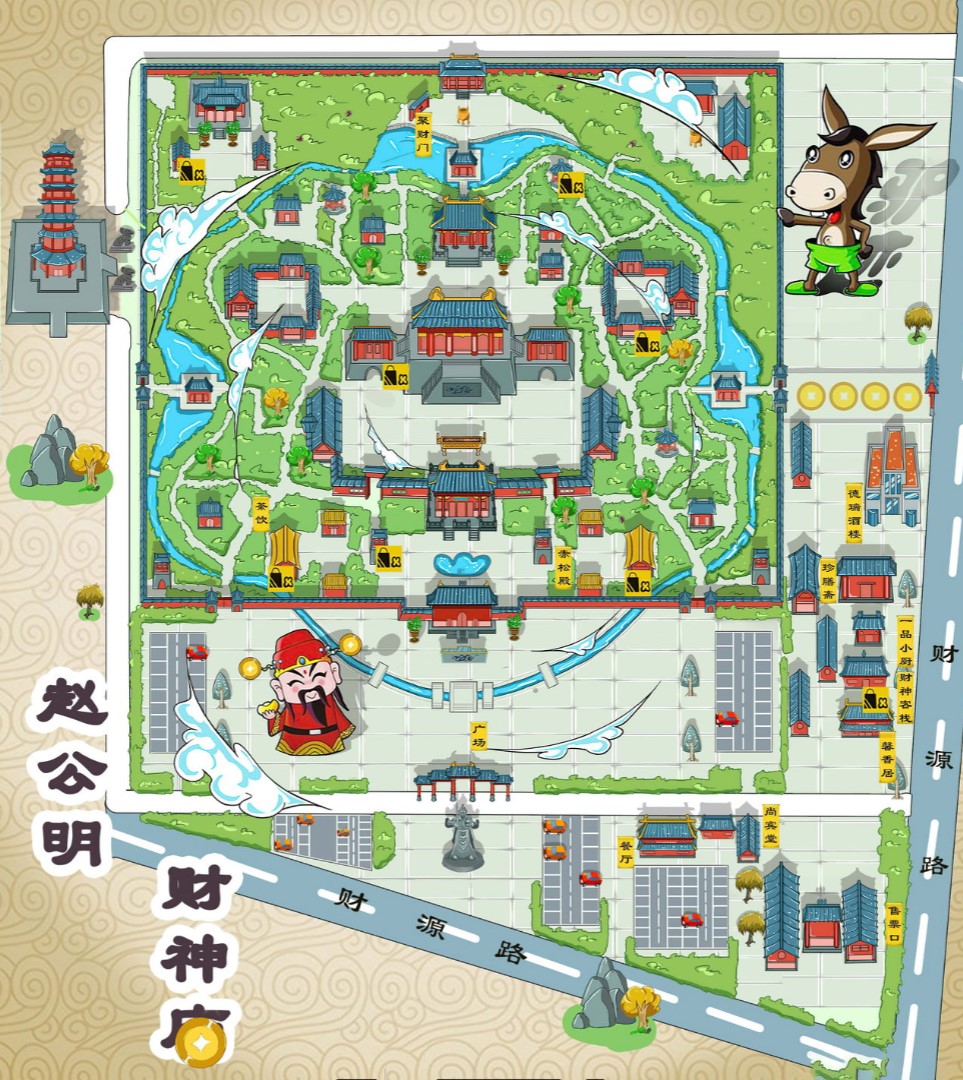 辰溪寺庙类手绘地图